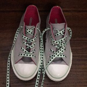 Girls grey, pink and teal converse low-tops